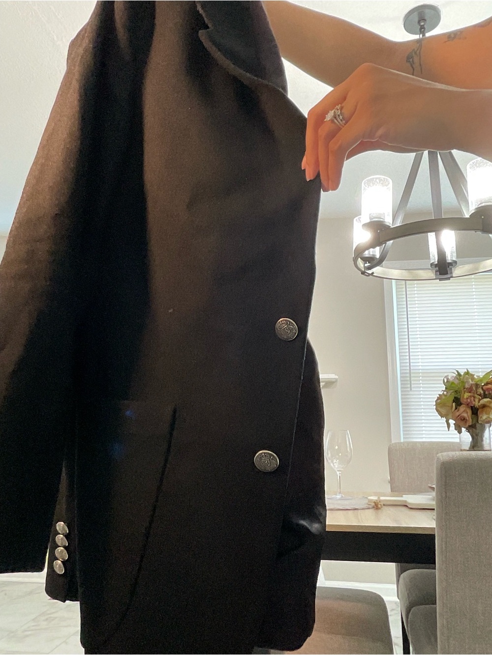 Oscar de la Renta Black Sport Coat with Brown Lining - Picture 7 of 11